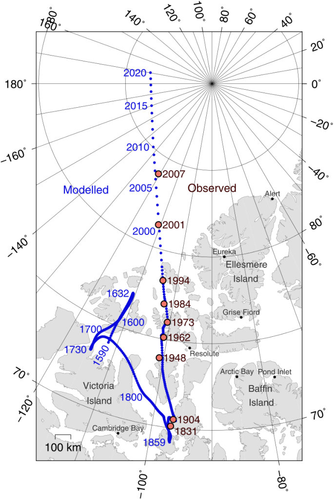 Positions of Earth’s North Magnetic Pole