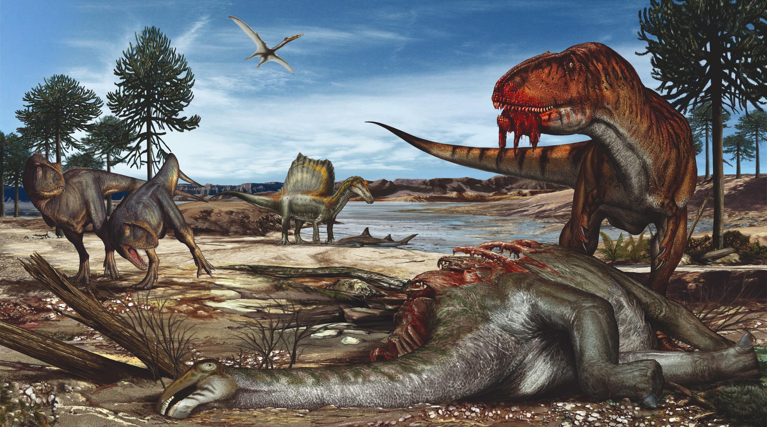 250 млн лет назад какой период. Тираннозавр рекс палеоарт. Кархародонтозавр АРК. Amurosaurus riabinini.