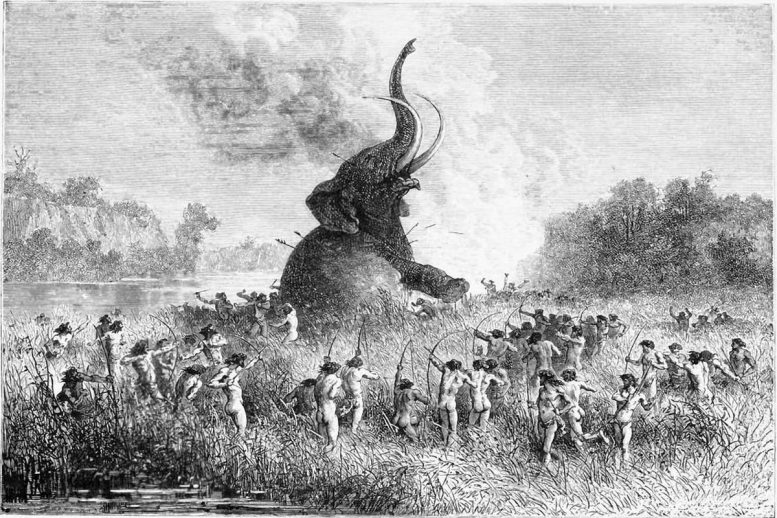 Prehistoric People Attacking Elephant