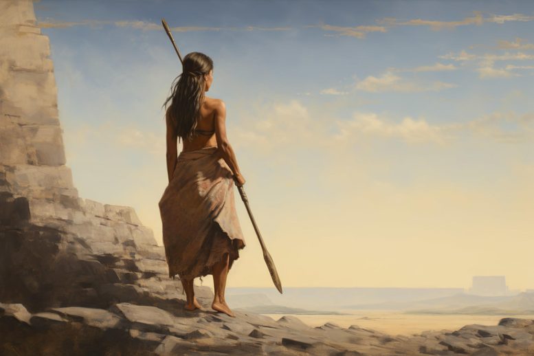 Prehistoric Woman Hunting Spear