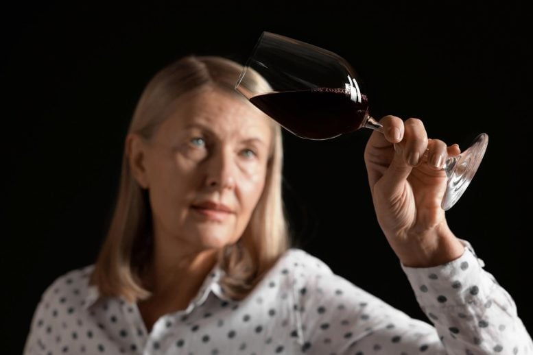 Professional Sommelier Analyzing Red Wine