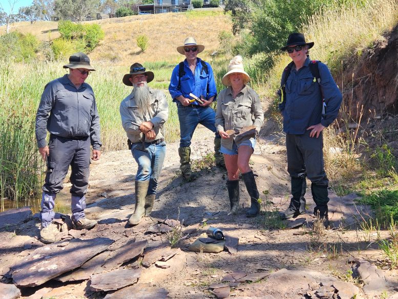 Professor John Long, Right, With Local Community Fossil Hunters Andrew Crockett, Craig Eury, Jeremy Madin and Jenny Delaforce