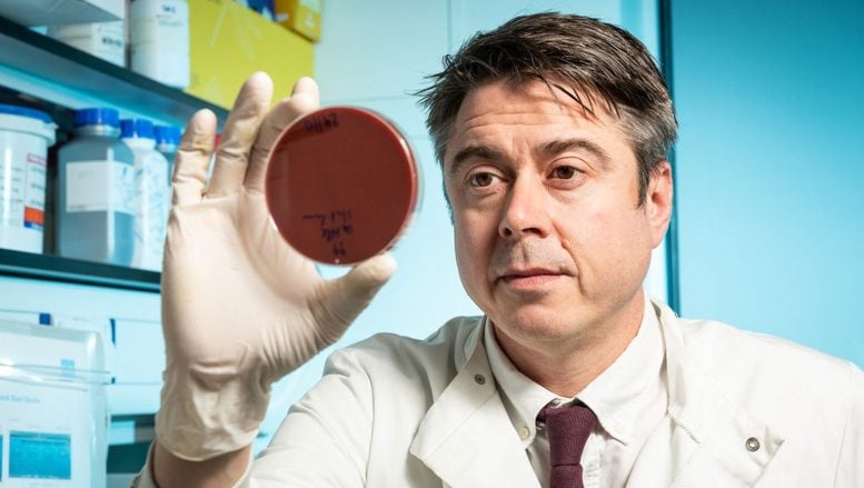 Professor Samuel Sheppard Holding Culture Plate