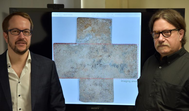 Professors David Citrin and Alexandre Locquet With Funerary Cross