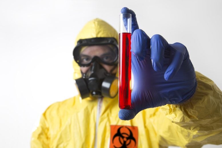 Protective Hazmat Suit Virus Test Tube