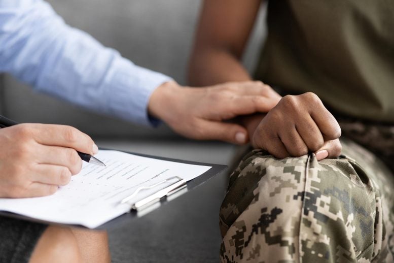 Psychotherapist Supporting American Soldier Therapy Session