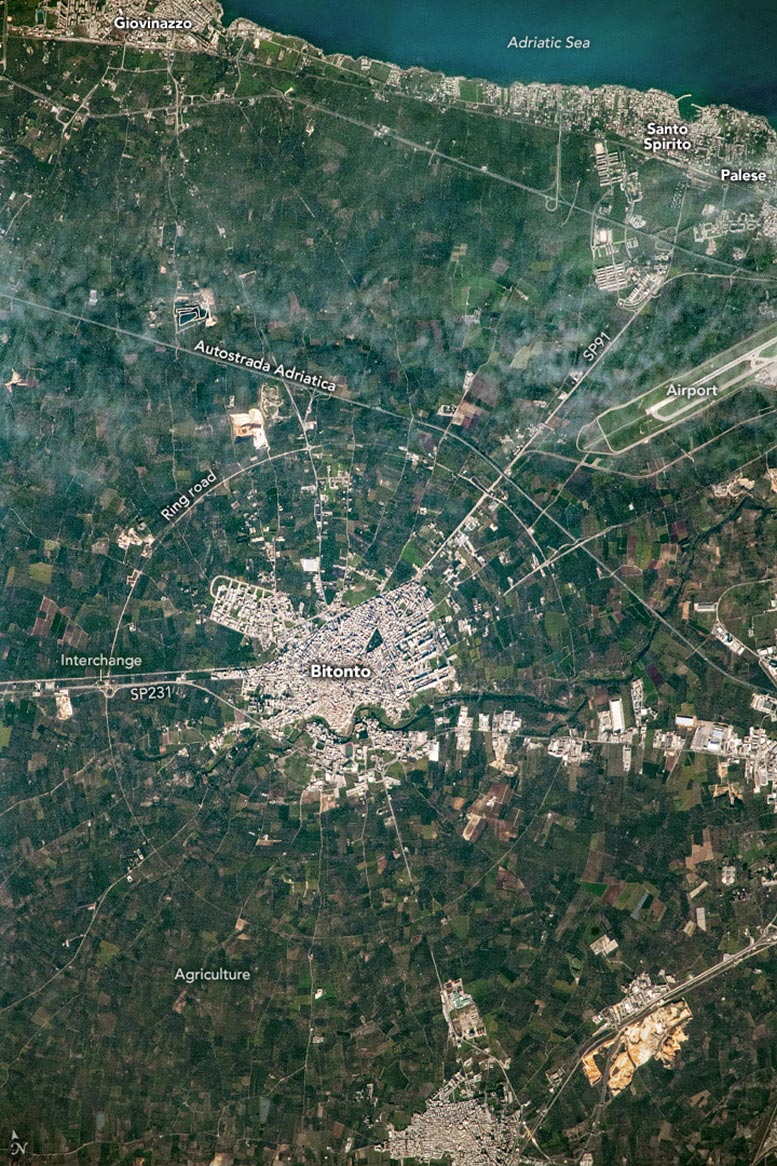 Puglia From Space Annotated