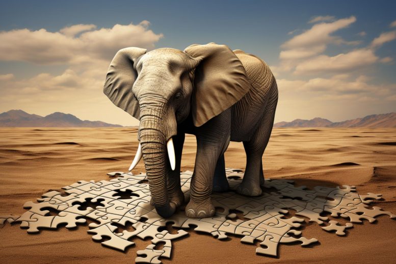 Puzzle Solving Elephant Art Concept