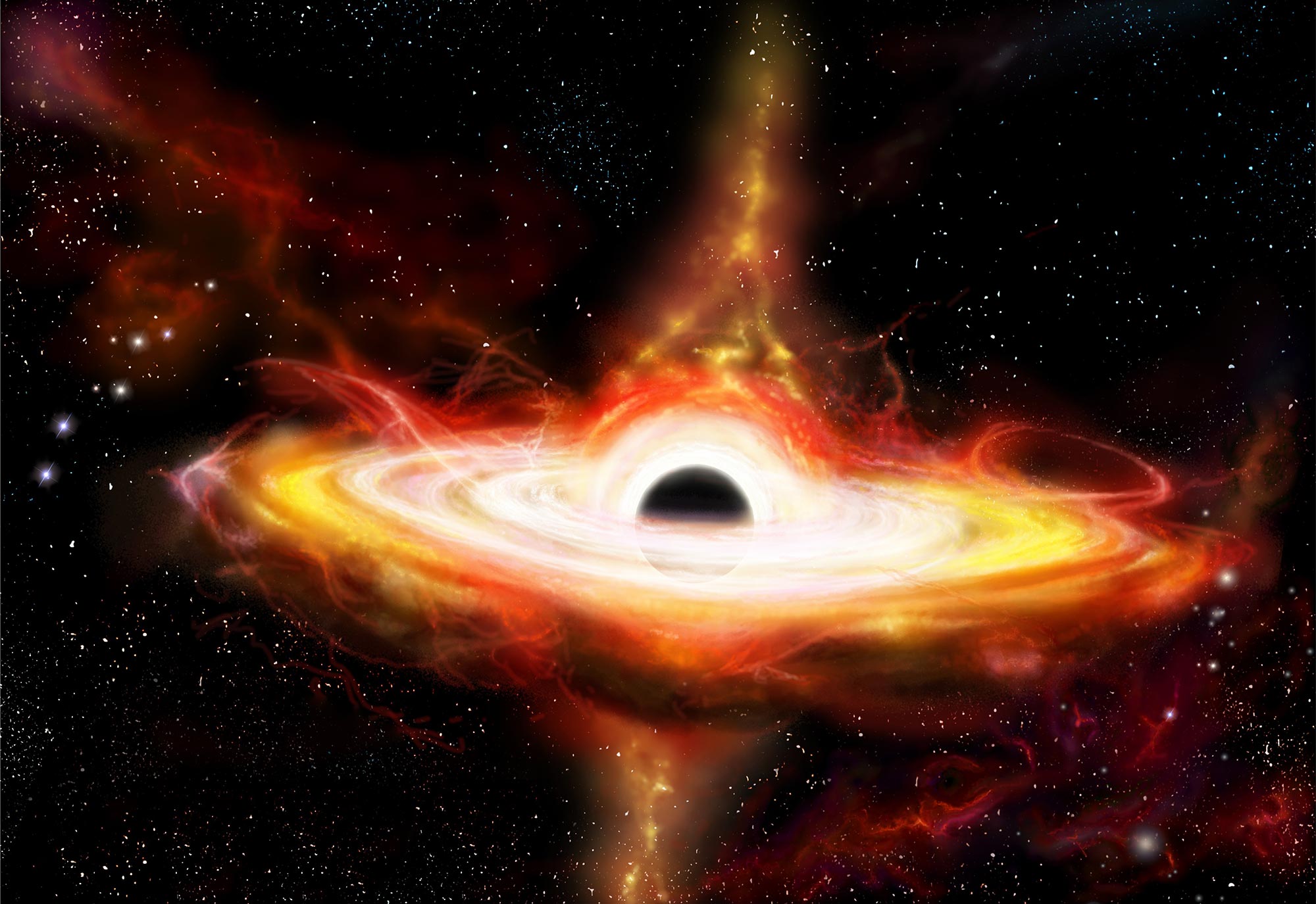 Rilevazione di un buco nero supermassiccio con una massa di 30 miliardi di termini solari attraverso il fenomeno della flessione della luce