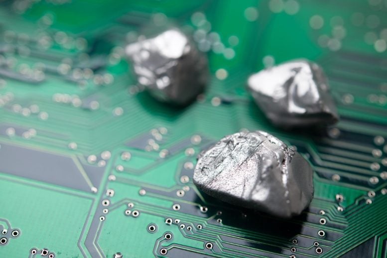 Rare Earth Element on Green Electronic Circuit Board