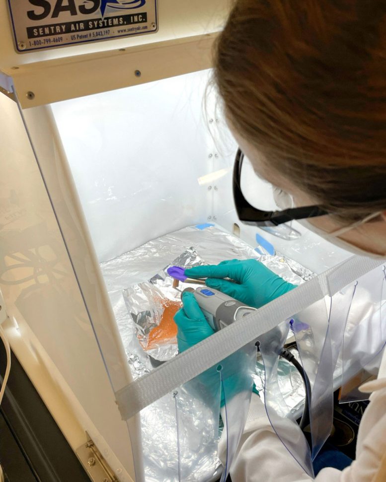 Rebecca Gerdes Drills the Exterior off a Ceramic Sample