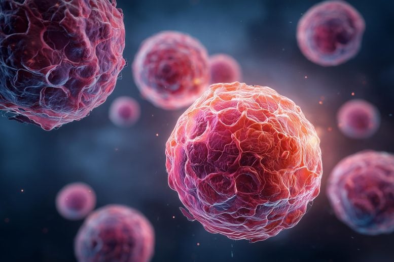 Red Pink Cancer Cells
