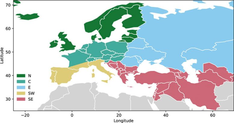 Regions From Which Ancient and Recent Human DNA Samples Were Studied