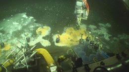 Remotely Operated Vehicle Takes Samples of Hydrothermal Microbial Mat
