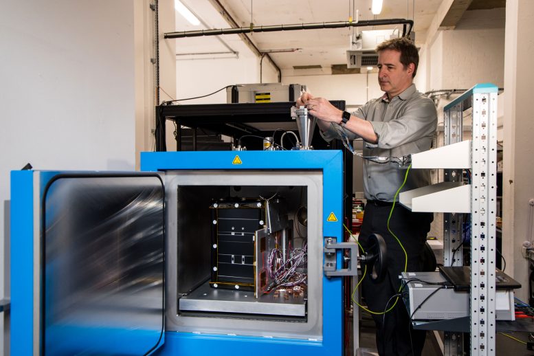 Representative Model of CosmoCube Undergoing Thermal Tests at RAL Space