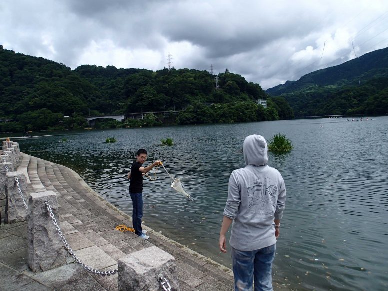 Research Students Collect Algae Samples Lake Sagami
