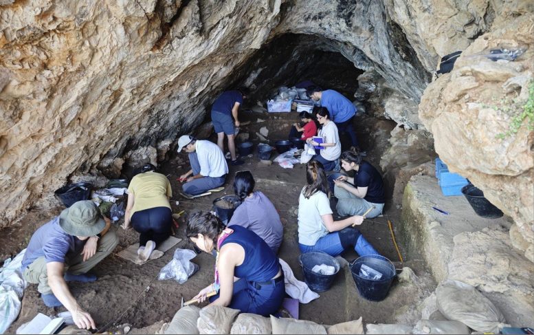 Research Team Performing Excavations at the Cave Site