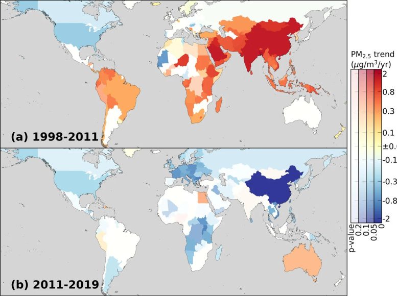 Reversal of Trends in Global Fine Particulate Matter Air Pollution