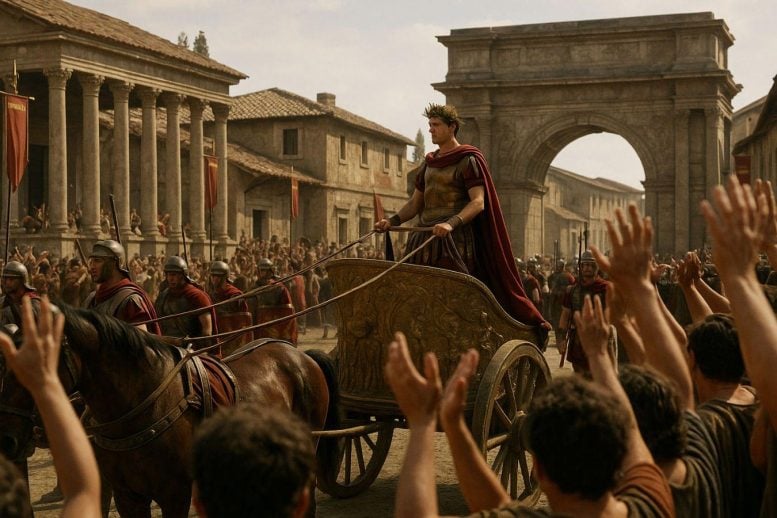 Roman Leader in Chariot During Triumphal Procession