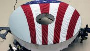Roman Space Telescope Primary Mirror Reflects American Flag