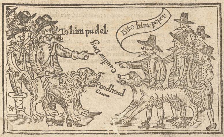 Roundhead and Cavalier Soldiers Wearing Partisan Hats