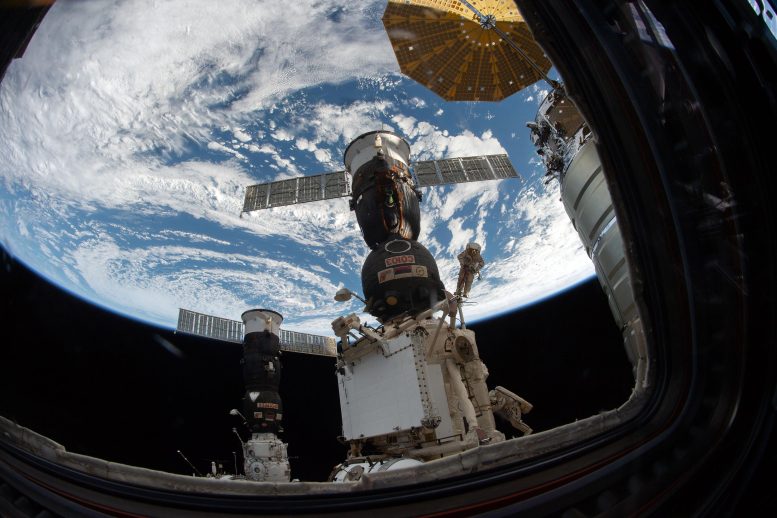 Russian Spacewalker Oleg Kononenko Attached to the Strela Boom