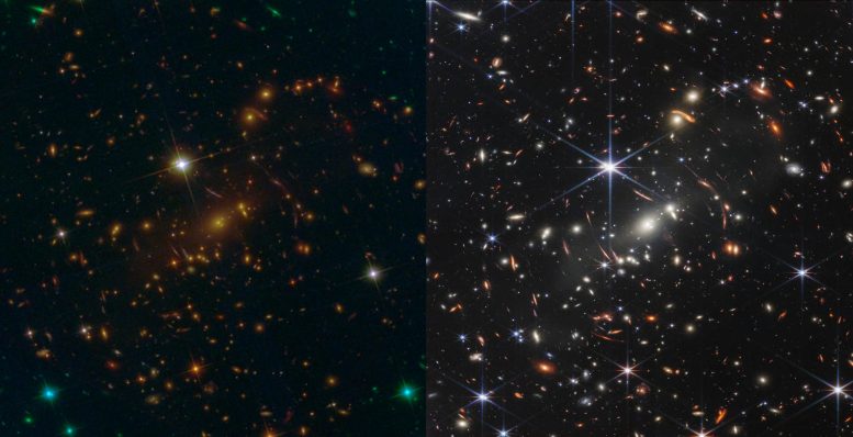 SMACS 0723 Galaxy Cluster Hubble Webb Comparison