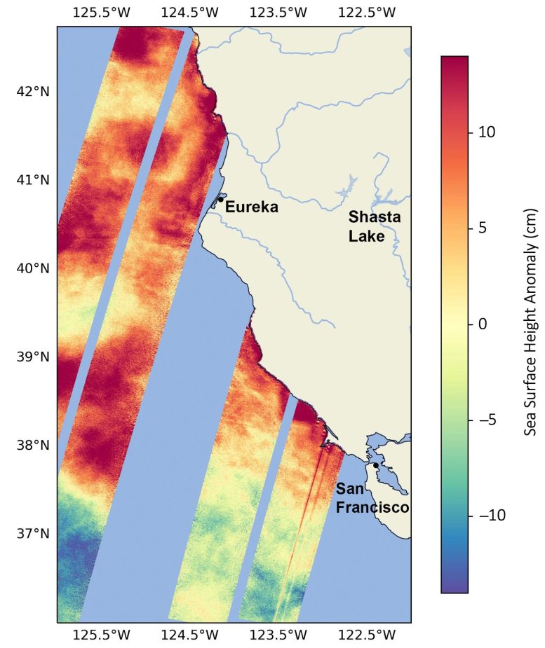 SWOT Monitors Warming Waters Off California Coast
