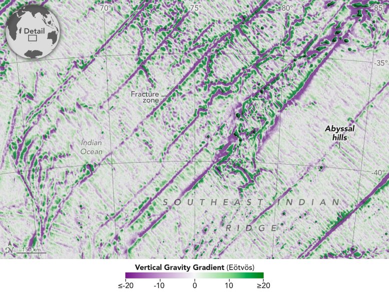 SWOT Satellite Map of Ocean Floor Features Abyssal Hills