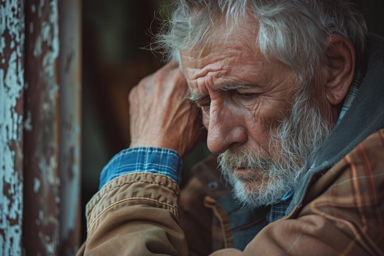 Sad Lonely Old Man Art Concept