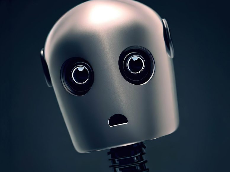 Sad Robot AI Conscience Concept
