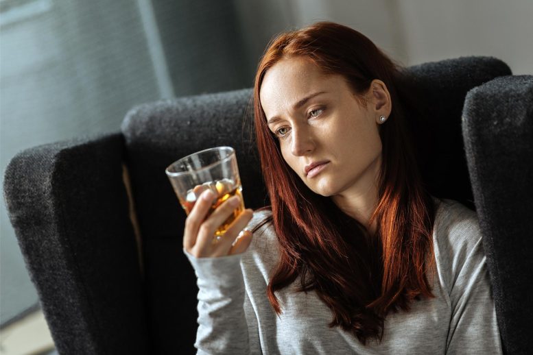 Sad Woman Drinking Alcohol