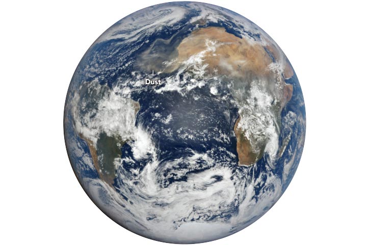 Saharan Dust Earth February 2021 Annotated