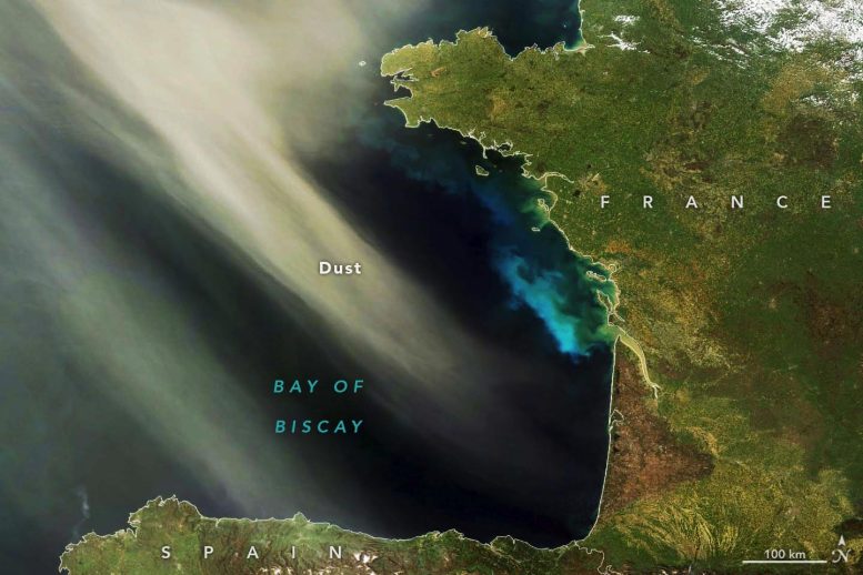 Saharan Dust Over the Bay of Biscay Annotated