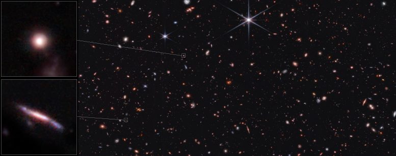 Samples of the shapes of distant galaxies identified in the CEERS web survey