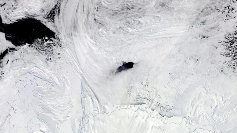 تصویر ماهواره ای Maud Rise Polynya در قطب جنوب