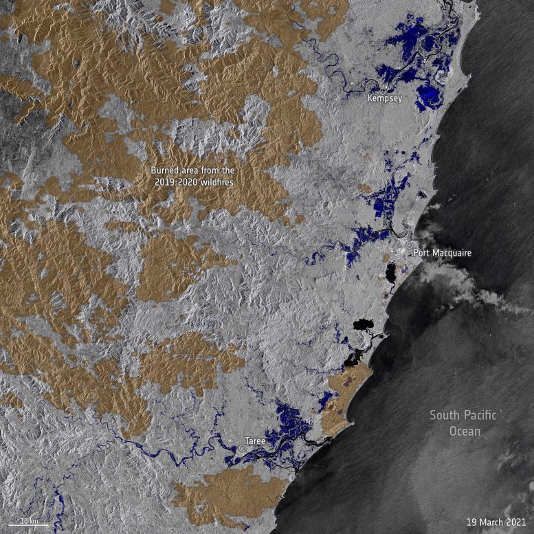 Mapa satelital de inundaciones récord en Australia