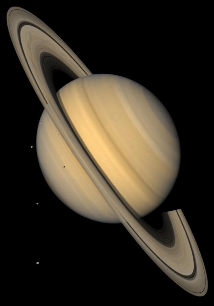 Saturn and 4 Icy Moons Voyager 2