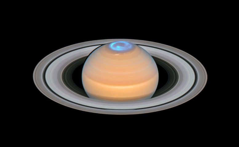 Saturn and Its Northern Auroras