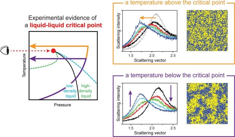 Schematic Illustration of Experimental Evidence for the Existence of a Liquid–Liquid Critical Point