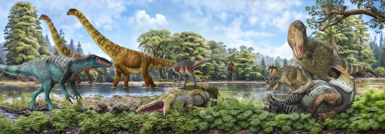 Scientific Rendering of Cretaceous Dinosaurs During Climate Driven Faunal Transition