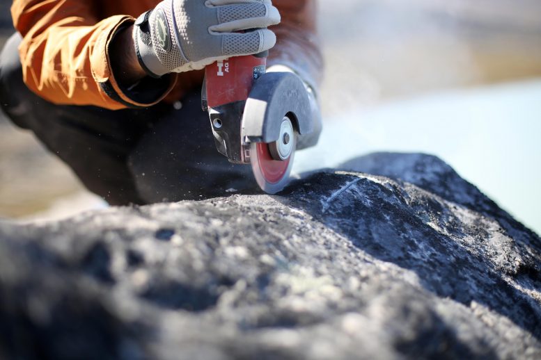 Scientists Collect Boulder Samples Greenland