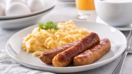Scrambled Eggs and Sausage Breakfast