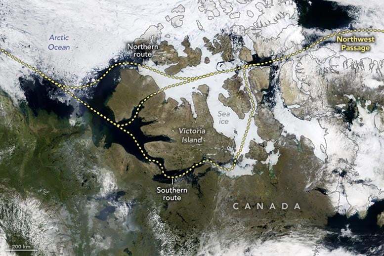 Sea Ice Chokes Northwest Passage July 2024 Annotated