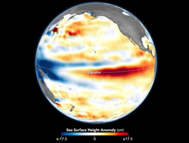 Sea Surface Height Anomaly December 2023 Annotated