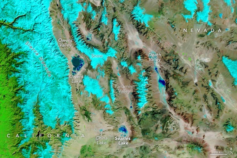 Searles Lake Satellite False Color Image 2024 Annotated