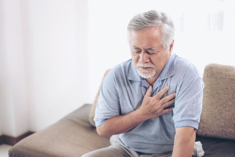 Senior Man Sitting Home Heart Attack