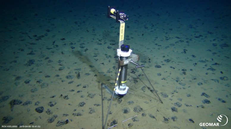 Sensor Frame Deployed Among the Polymetallic Nodules in the Clarion Clipperton Zone in the NE Equatorial Pacific Ocean