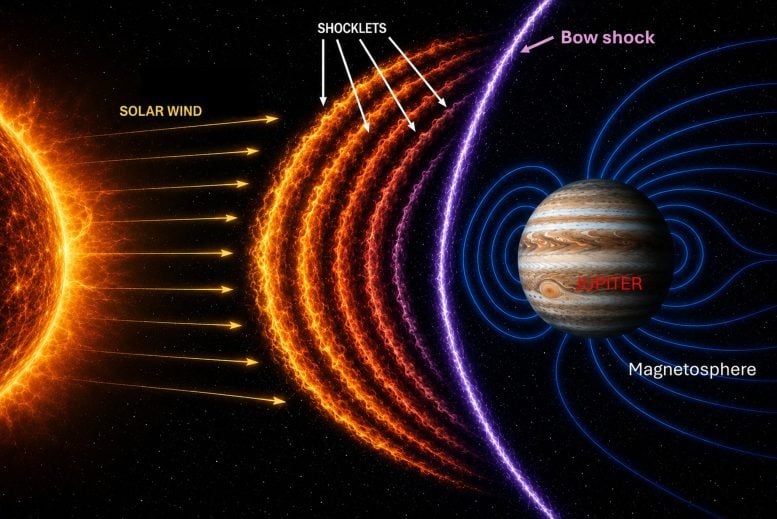 Shocklets Slow Solar Wind Before Jupiter’s Bow Shock