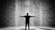 Silhouette Man Standing Under Rain